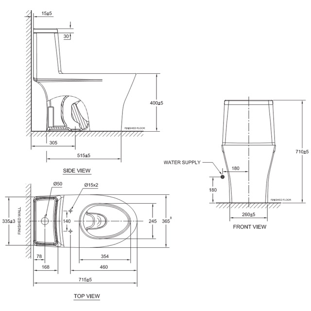 Bản vẽ bồn cầu VF-2530 American dòng FLEXIO