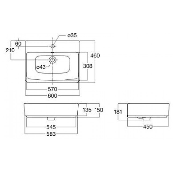 Bản vẽ kích thước chậu lavabo American Standard VF 0620
