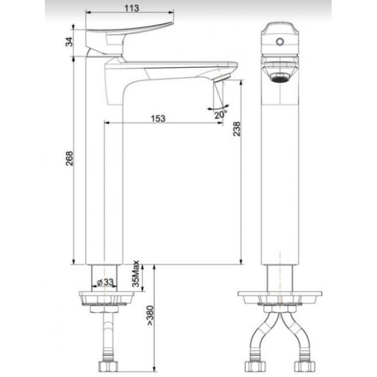 Bản vẽ kỹ thuật vòi chậu rửa American WF 0902