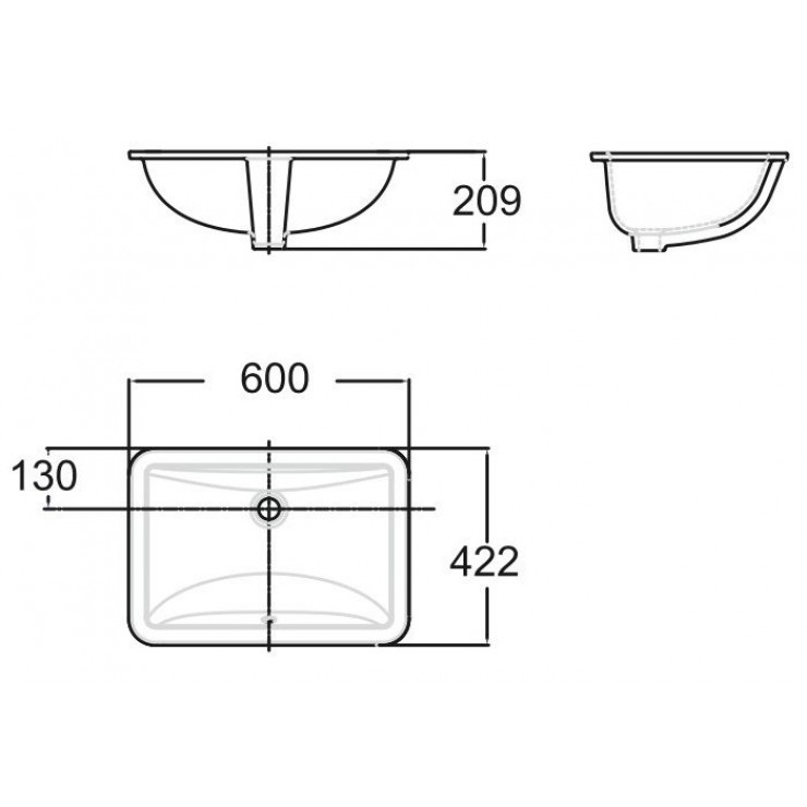 Bản vẽ kích thước chậu âm bàn Amerian Standard WP 0440