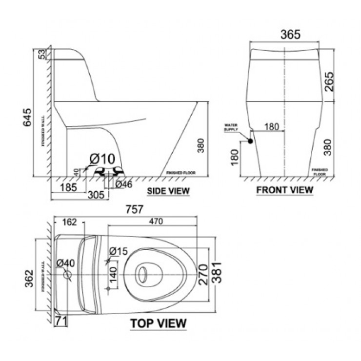 Bản vẽ bàn cầu American Standard VF-2010