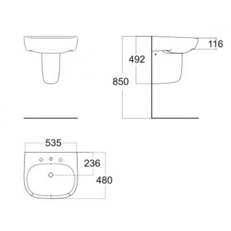 Bản vẽ kỹ thuật lavabo American 0955WT/0755WT