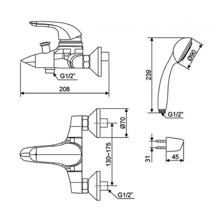 Bản vẽ kích thước củ sen American Standard WF-1M12
