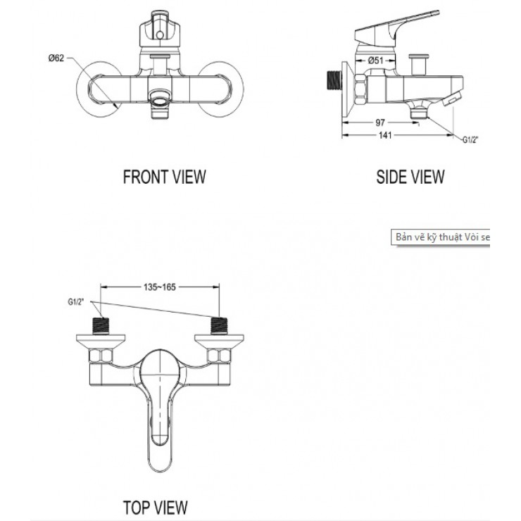Bản vẽ vòi sen American WF 0411