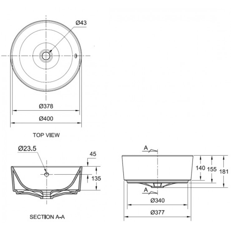 Bản vẽ chậu rửa mặt American Standard 0509 WT
