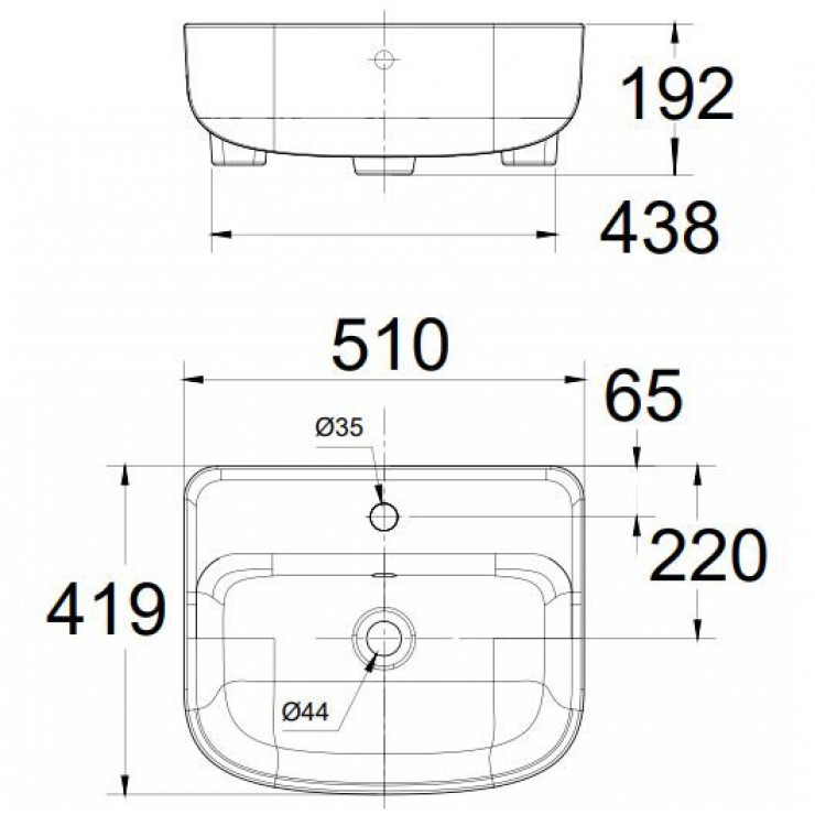 Bản vẽ kích thước lavabo rửa mặt 0533WT American