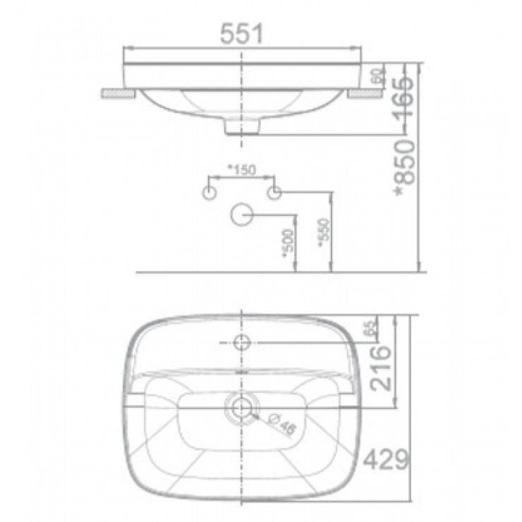 Bản vẽ chậu rửa mặt American Standard VF 0420