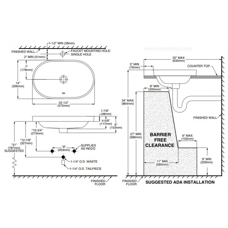 Bản vẽ chậu rửa mặt American WP-0310