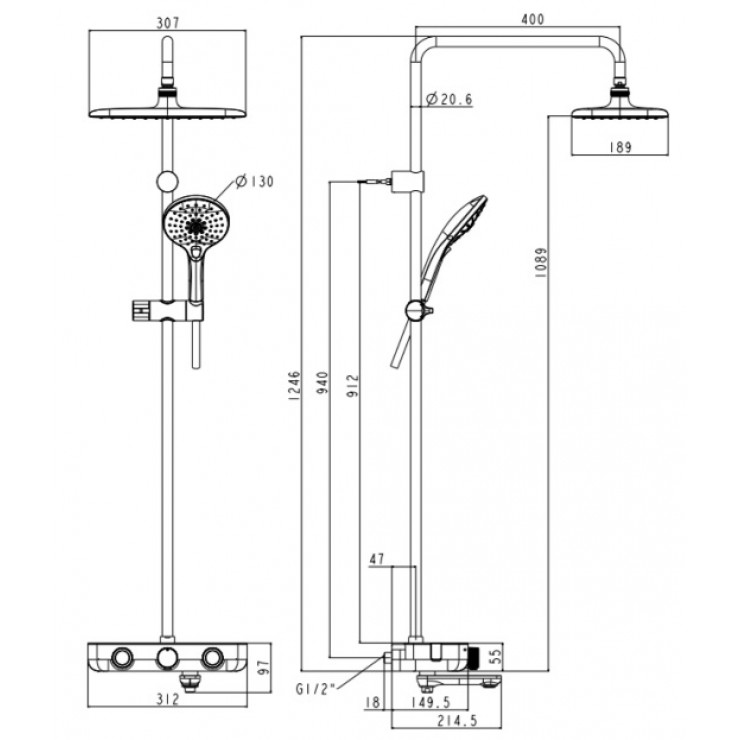 Bản vẽ kỹ thuật sen cây nhiệt độ American WF 4956