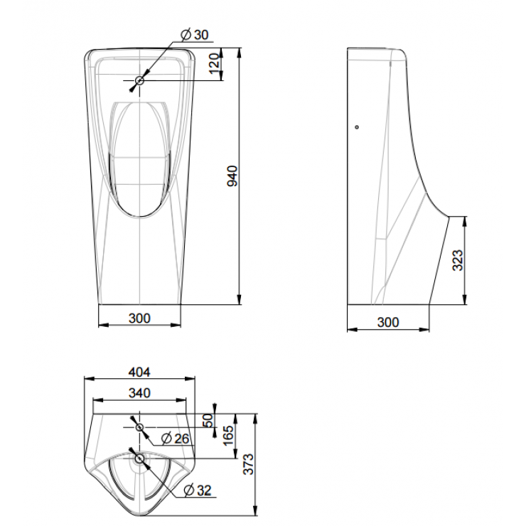 Bản vẽ kỹ thuật bồn tiểu American WP 6605