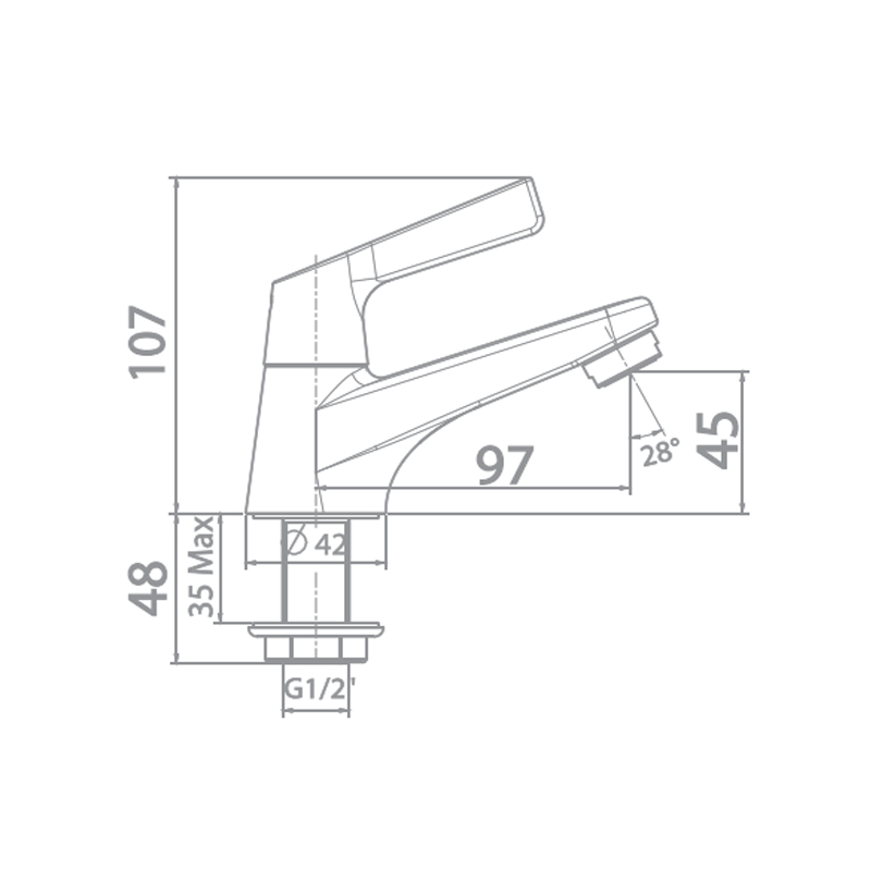 Bản vẽ kỹ thuật vòi lavabo lạnh American WFT601