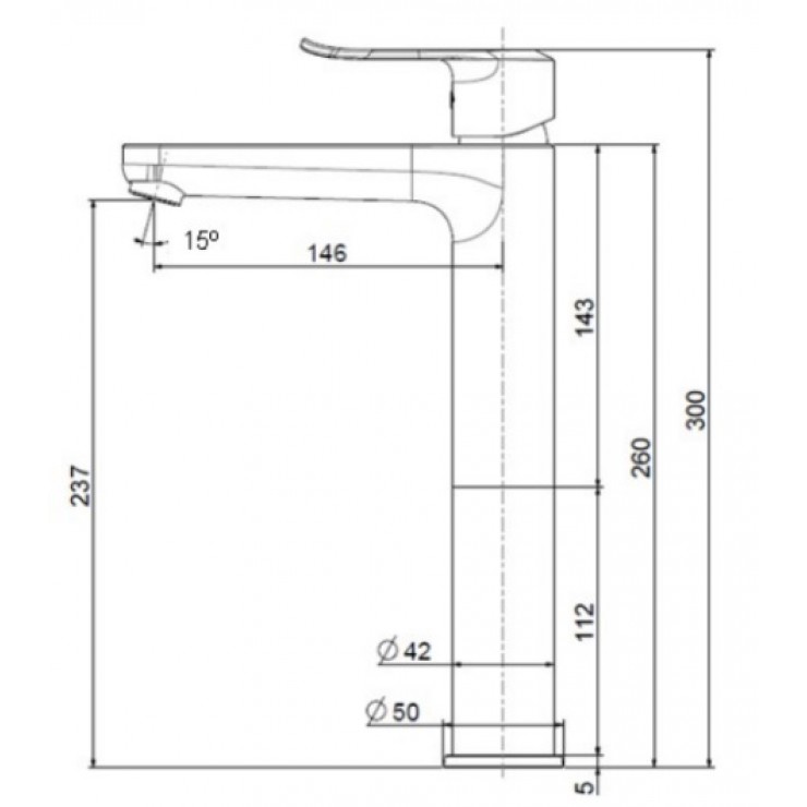 Bản vẽ vòi lavabo WF-0703 American thân cao