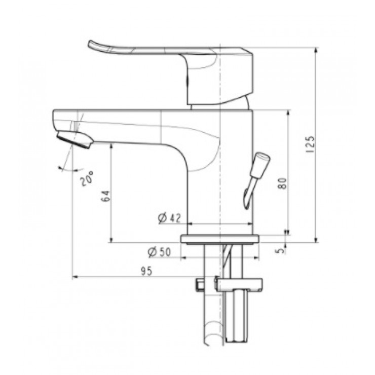 Bản vẽ kỹ thuật vòi chậu lavabo nóng lạnh american WF0701 
