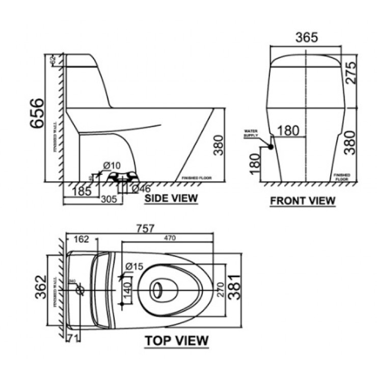 Bản vẽ bàn cầu American Standard VF-2011