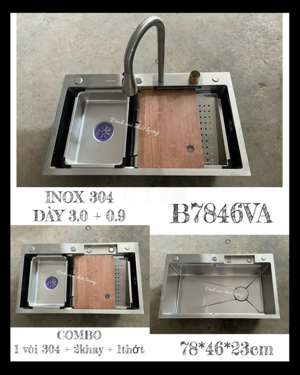 Chậu chén một hố