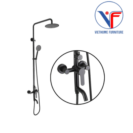 SEN CÂY TẮM NÓNG LẠNH INOX 304 SƠN TĨNH ĐIỆN ĐEN 