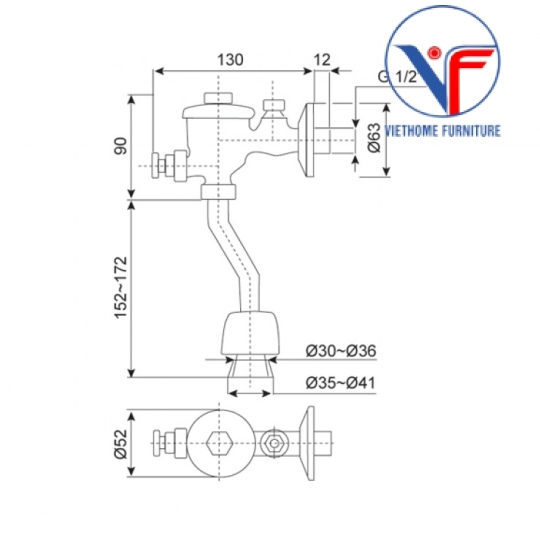 Van Xả Nhấn Bồn Tiểu American Standard WF-9802