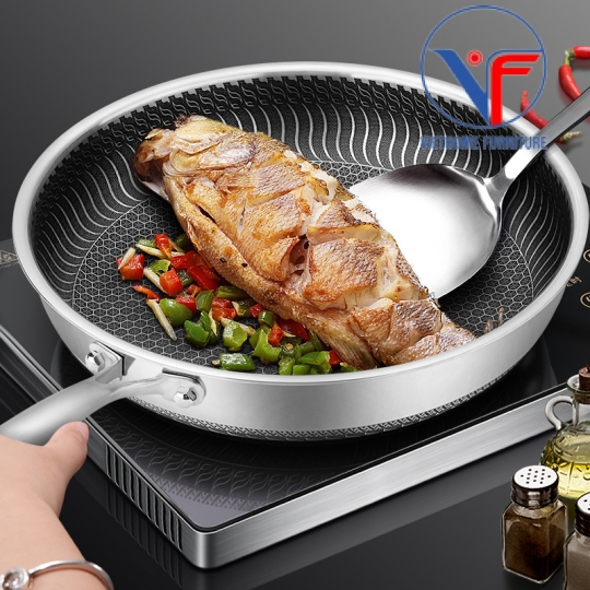 Chảo chống dính 2 mặt 5 lớp inox 316 công nghệ khắc laser tổ ong 28cm