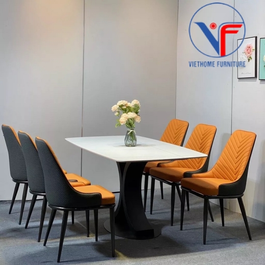 Bộ Bàn Ghế ăn Nhập Khẩu Mặt Đá Chân X – 6 Ghế