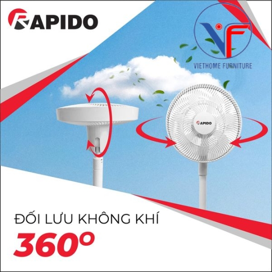 Quạt tích điện Rapido RBF – 30 (6000mAh)