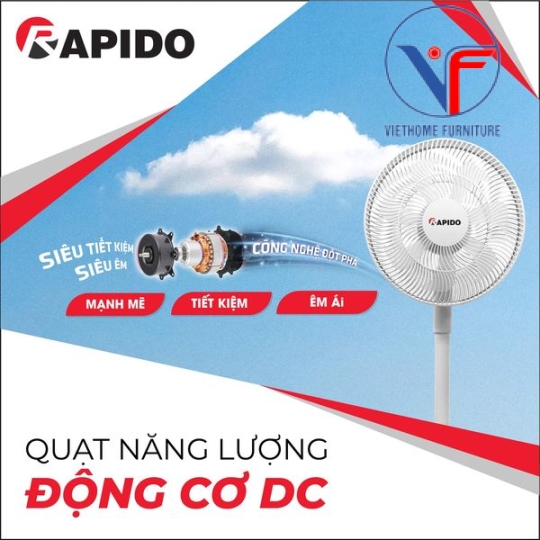 Quạt tích điện Rapido RBF – 30 (6000mAh)