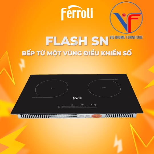 Bếp từ đôi Ferroli Flash SN, điều khiển phím số, công suất cao 4000W, bảo hành 2 năm toàn quốc