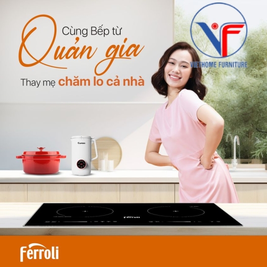 Bếp từ đôi Ferroli Flash SD, 2 bảng điều khiển trượt, công suất cao 4000W, bảo hành 2 năm toàn quốc