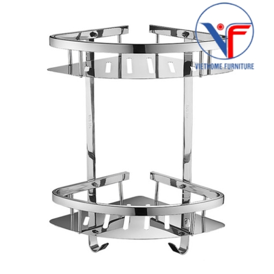 Kệ góc nhà vệ sinh 2 tầng inox 304