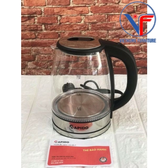 Ấm siêu tốc Rapido RK1818 dung tích 1,8 lít, công suất 1800W, bảo hành 6 tháng