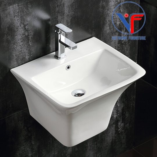LAVABO VUÔNG LIỀN KHỐI TREO TƯỜNG