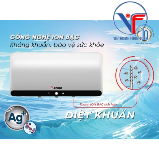 Bình nước nóng Rapido HA 30L (Ag+, hiển thị nhiệt độ)