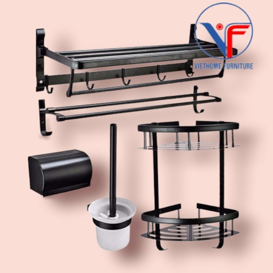 BỘ PHỤ KIỆN 5 MÓN PHÒNG TẮM, NHÀ VỆ SINH NHÔM SÁNG