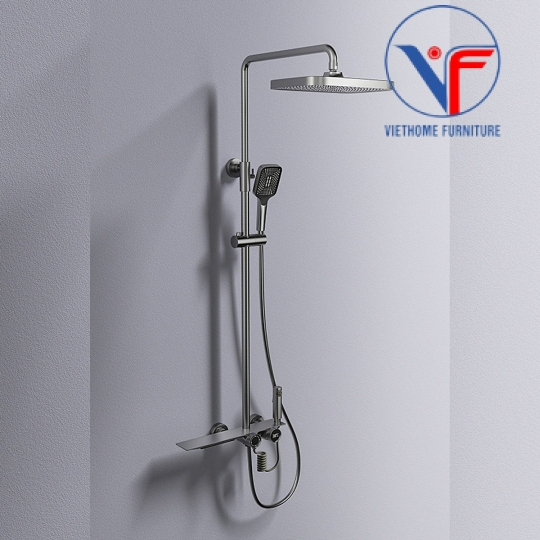 Sen Cây Tắm Đứng Nút Xoay Chỉnh Nhiệt Có Vòi Xịt Vệ Sinh