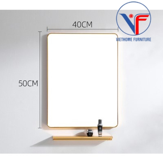 BỘ GƯƠNG VUÔNG VÀ KỆ NGANG MÀU VÀNG