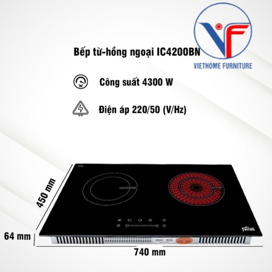 Bếp từ-hồng ngoại Ferroli IC4200BN