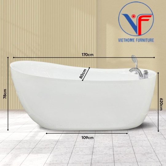 Bồn tắm massage đặt sàn nhựa acrylic dáng cá Heo cao cấp