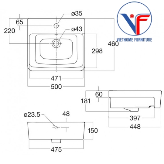 Chậu Rửa Đặt Bàn American Standard VF-0519 (0519-WT)