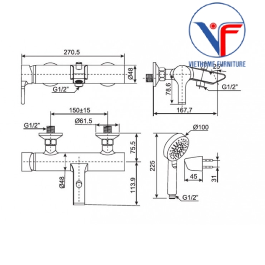 Vòi Sen Nóng Lạnh American Standard Active WF-3911