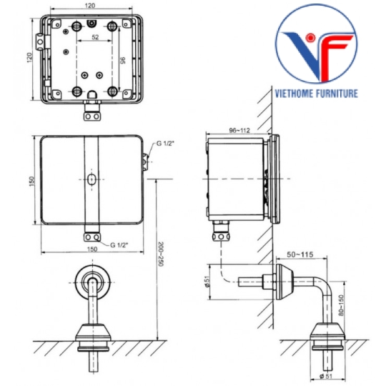 Van Xả Cảm Ứng Bồn Tiểu American Standard WF-8614 Âm Tường