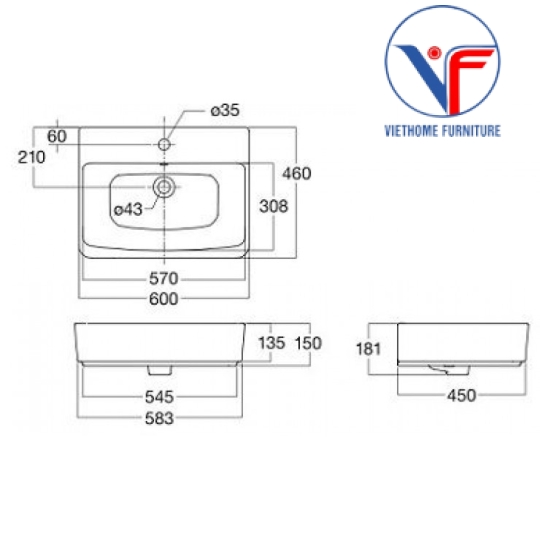 Chậu Rửa Mặt American Standard VF-0620 (WP-F520) Đặt Bàn