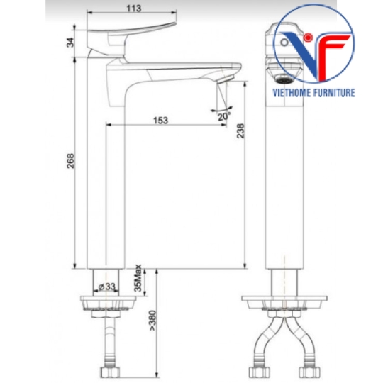 Vòi Rửa Lavabo American Standard WF-0902 Milano Cổ Cao Nóng Lạnh