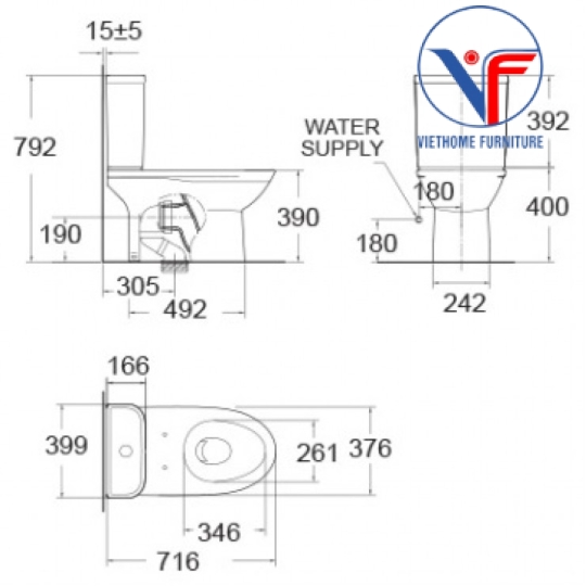 Bồn Cầu American Standard 2630-WT (3630-WT+ 4630-WT) Modern 2 Khối