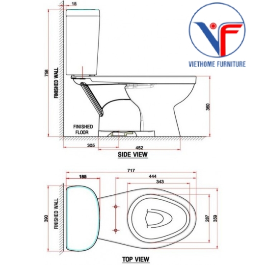 Bồn Cầu American Standard VF-2398 (VF-3396+VF-4798) 2 Khối