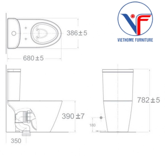 Bồn Cầu American Standard 2407-WT (3107-WT+ 4107-WT) 2 Khối