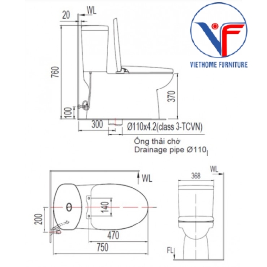 Bồn Cầu American Standard VF-2719 (VF-3719+VF-4719) 2 Khối