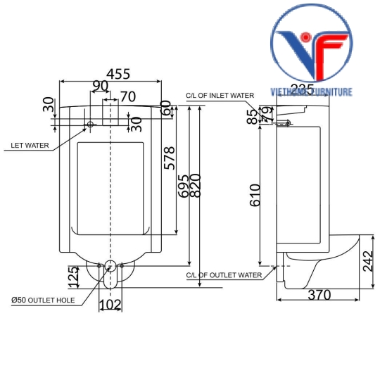 Bồn Tiểu Nam American Standard WP-6506 Treo Tường Cảm Ứng 220V