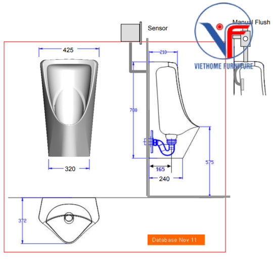 Bồn Tiểu Nam American Standard WP-6509 Treo Tường