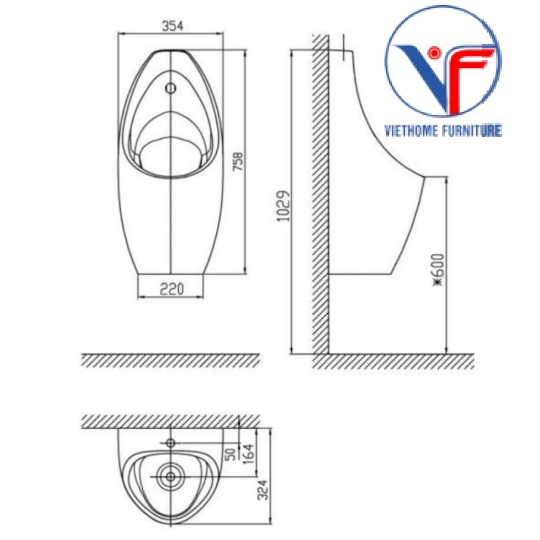 Bồn Tiểu Nam American Standard WP-6737 Treo Tường