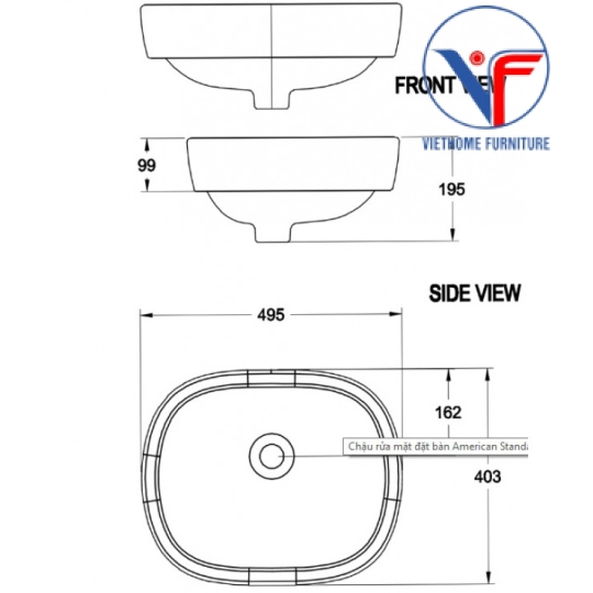 Chậu Rửa Lavabo Đặt Bàn American Standard Active 0950-WT/WP-0626