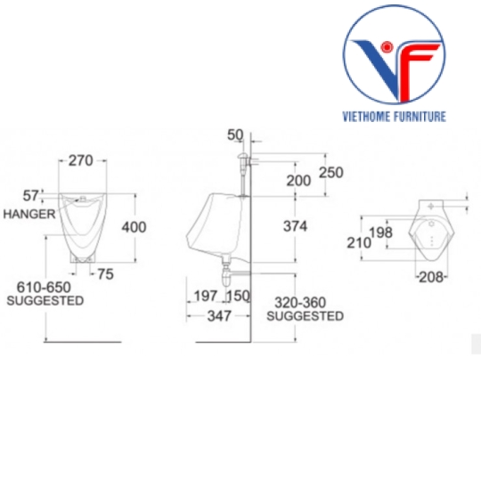 Bồn Tiểu Nam American Standard Wall VF-0412